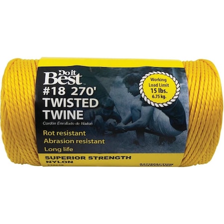 All-Source No. 18 x 270 Ft. Yellow Nylon Twisted Twine 338648